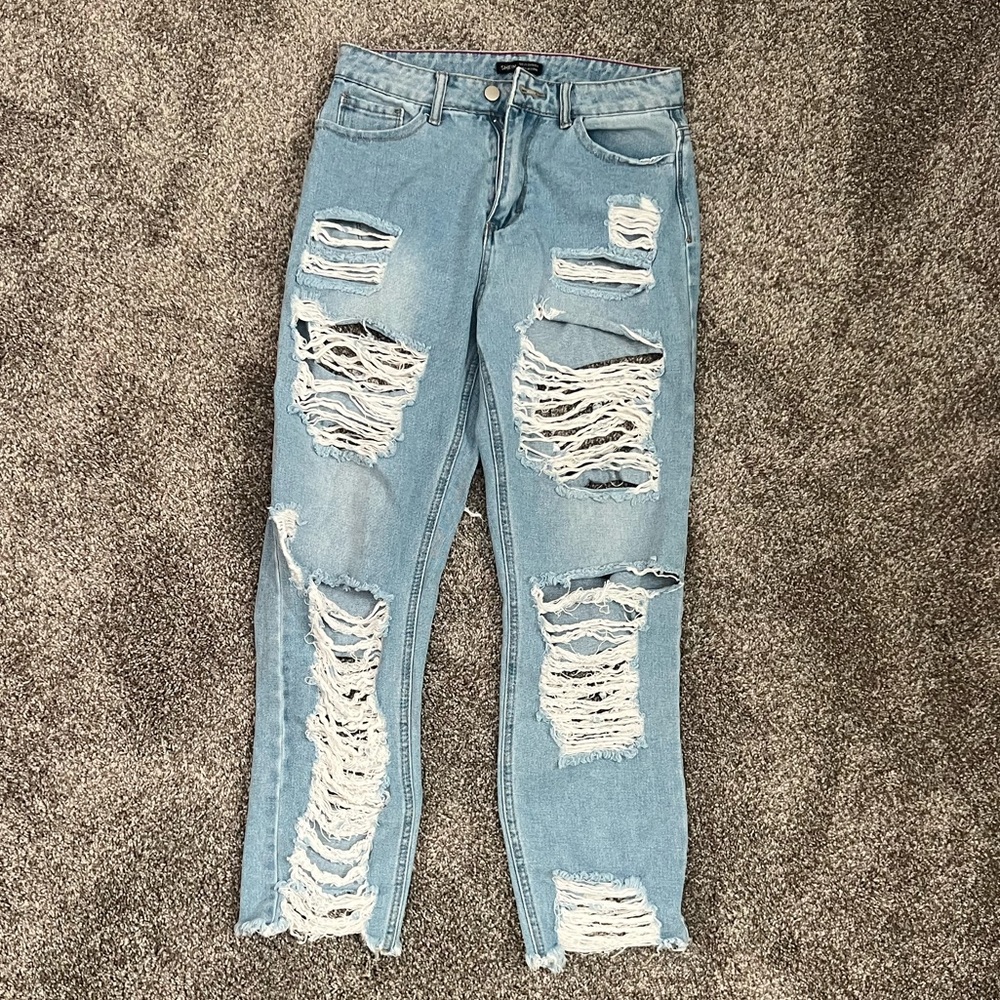 Ripped Jeans with rips on front and back, size 8 or 29” waist
